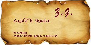 Zaják Gyula névjegykártya